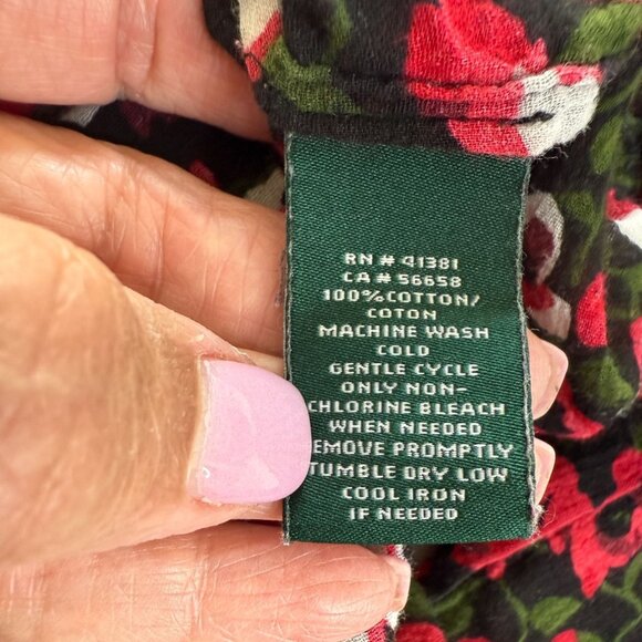 Lauren Ralph Lauren 1X Blouse Floral Print Button Front Shirt Cotton Office - Picture 4 of 8